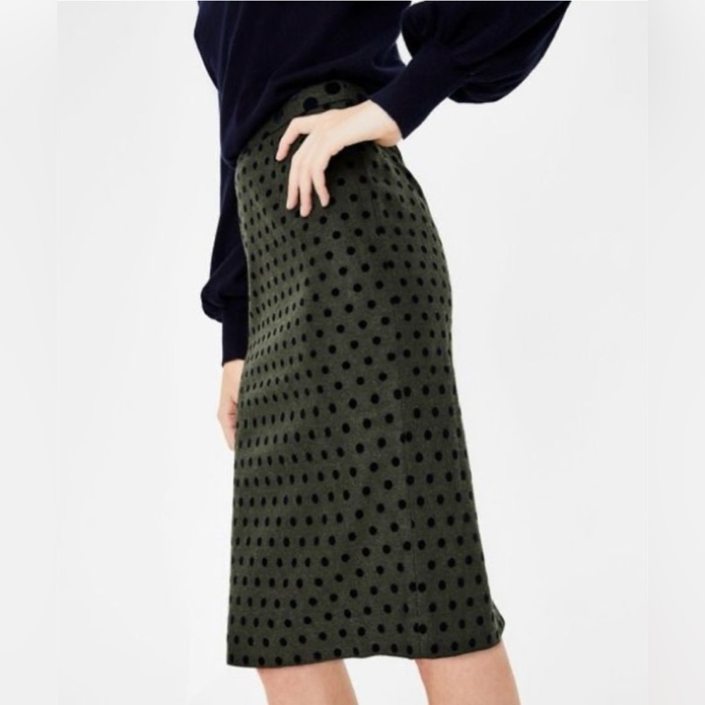BODEN Freya Navy Blue Polka Dot Wool Pencil Skirt - Sz 2
